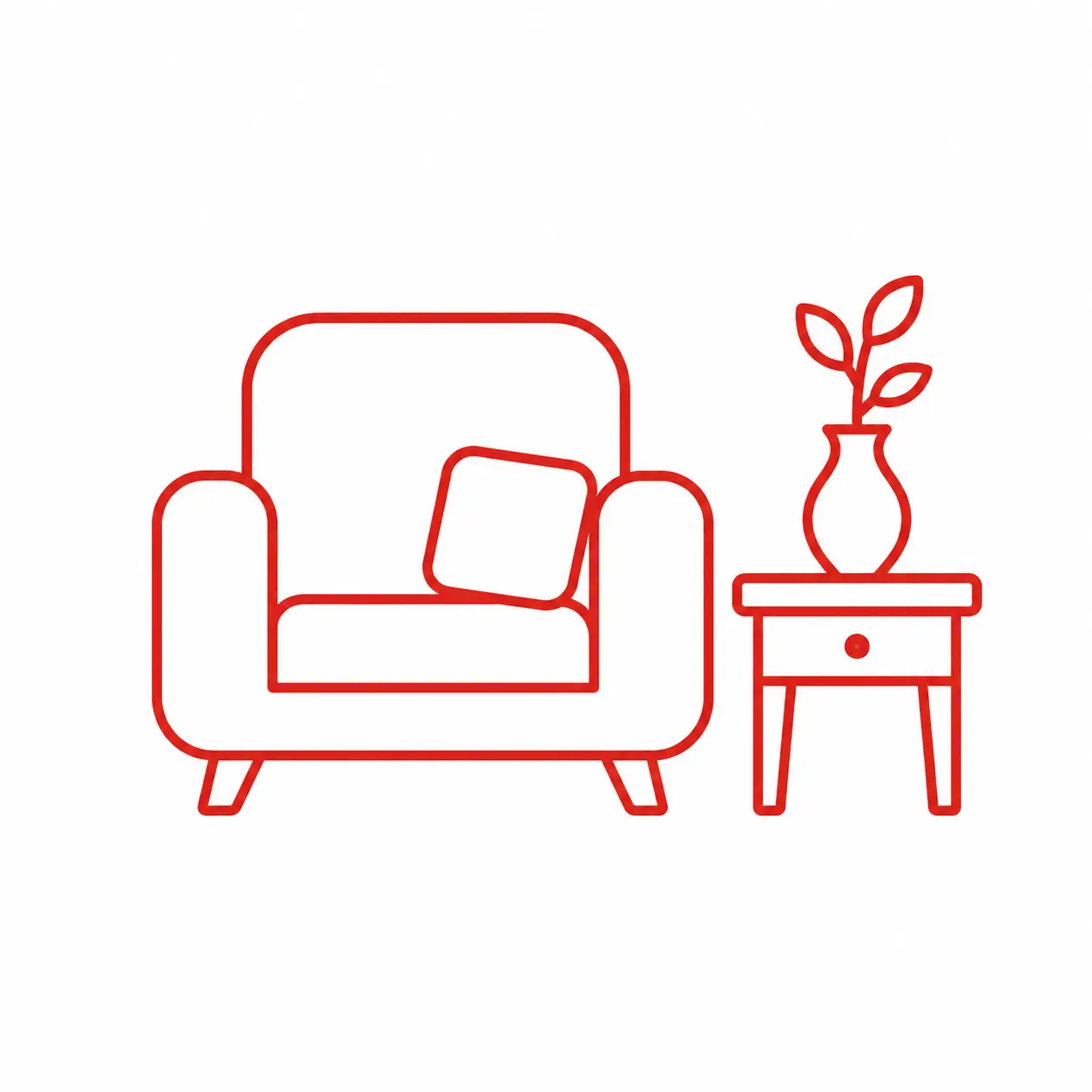 Furniture And Decor Design Service Furniture and decor design icon for interior styling services